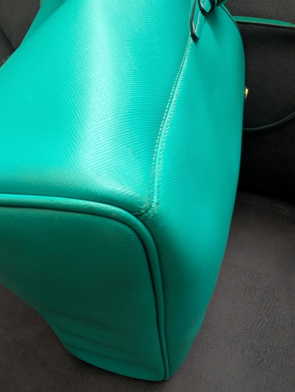 Coach Peyton Turquoise Tote with Gold Accent - Picture 6 of 13